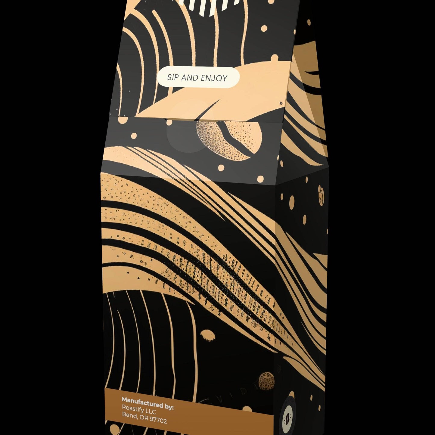 Rock Creek premium blend coffee beans by Pneuma Java in 12oz bag with citrus, toffee, and dark chocolate notes. 100% roasted Arabica coffee.