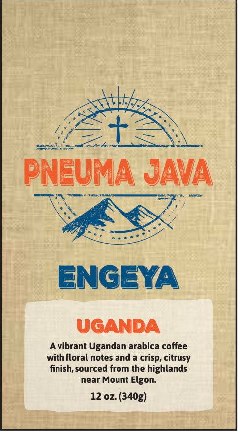 Pneuma Java - Engeya medium roast ground coffee from Uganda with floral notes and citrusy finish, sourced from the Rwenzori highlands.