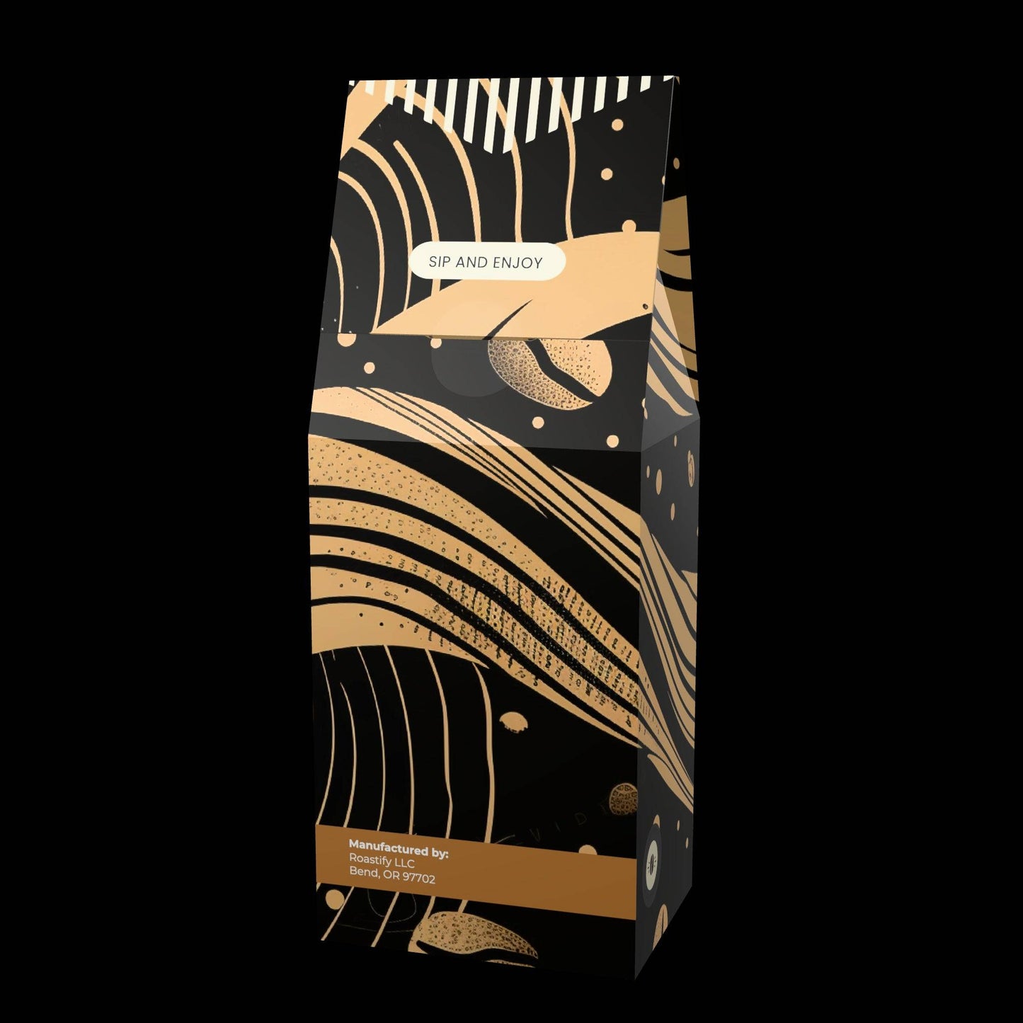 Cascades dark roast coffee 12oz bag by Pneuma Java, featuring bold packaging design for premium Arabica whole beans with nutty and cocoa notes.